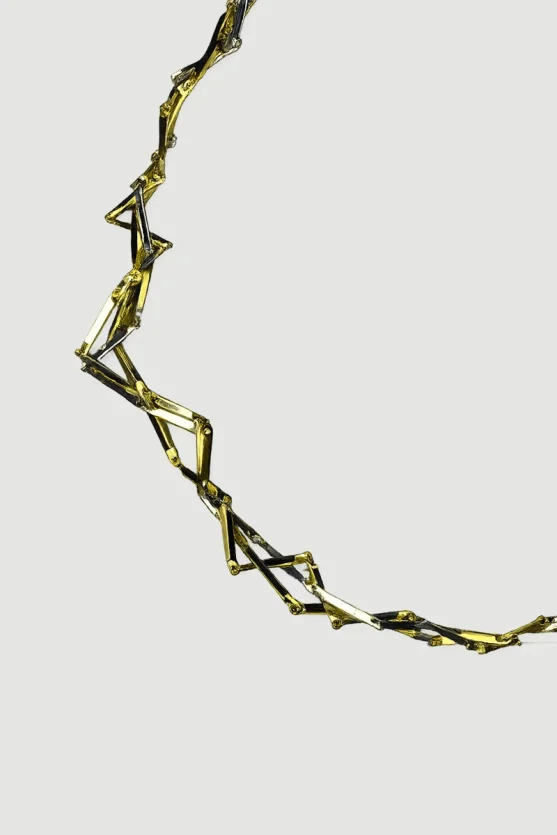 Two-Tone Design Necklace - Gold - 2
