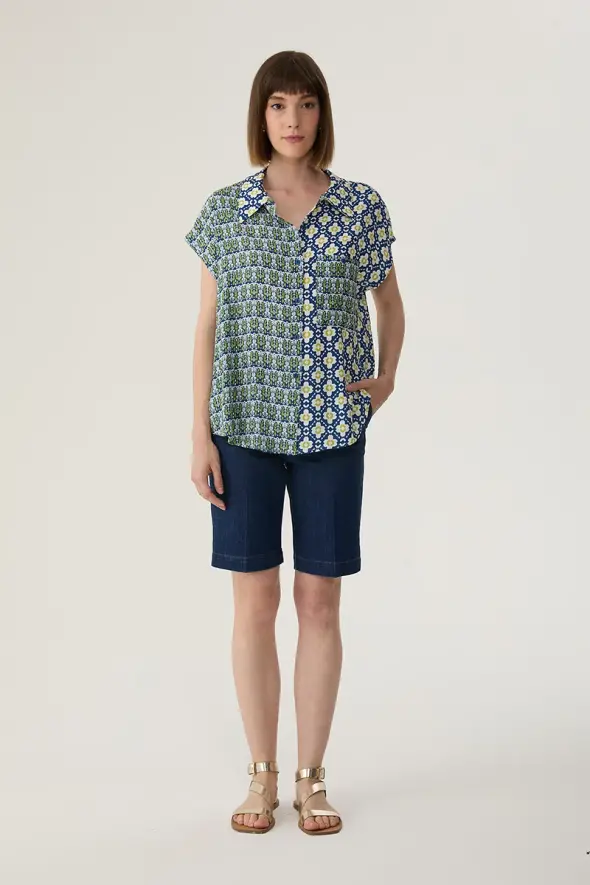 Two-Tone Pocket Shirt - Navy - 3