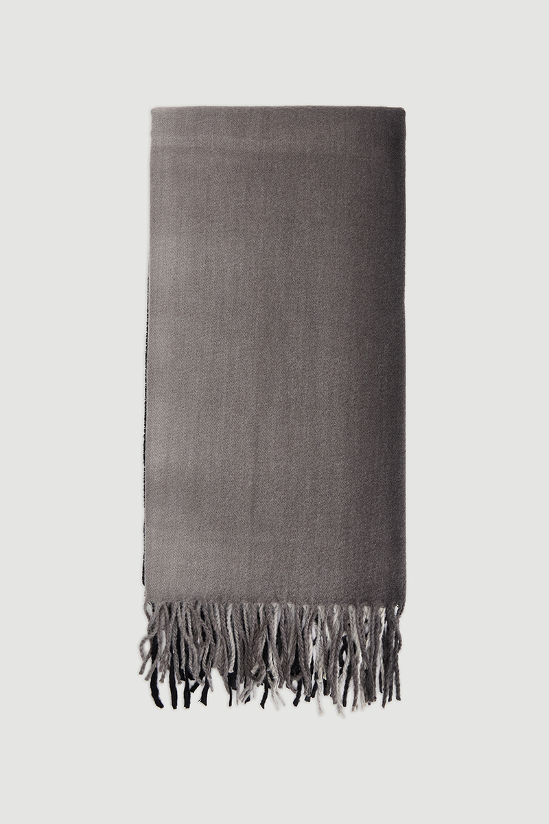 Two Tone Tassel Shawl Black - Gusto