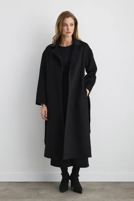 Unlined Classic Wool Coat - Black - Gusto