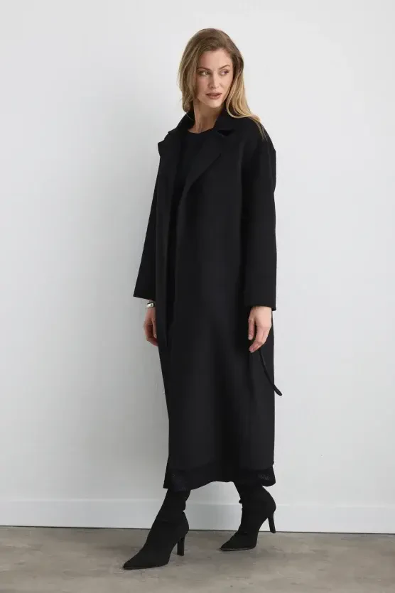Unlined Classic Wool Coat - Black - Gusto