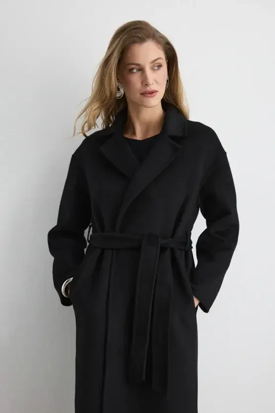 Unlined Classic Wool Coat - Black - 2