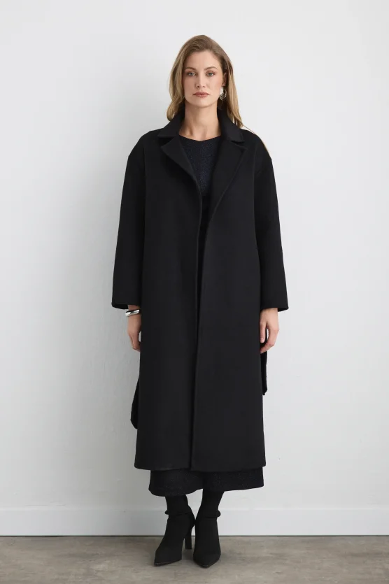 Unlined Classic Wool Coat Black - Gusto