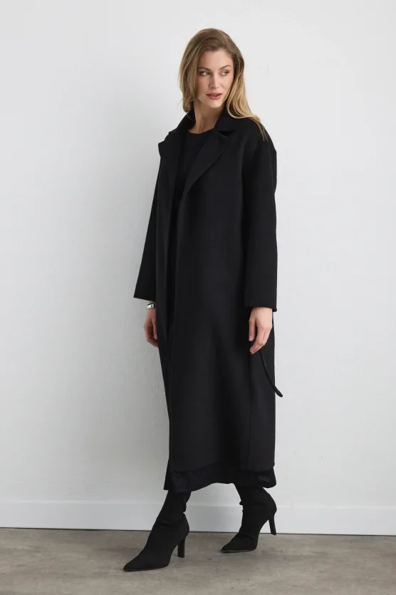 Unlined Classic Wool Coat Black - Gusto