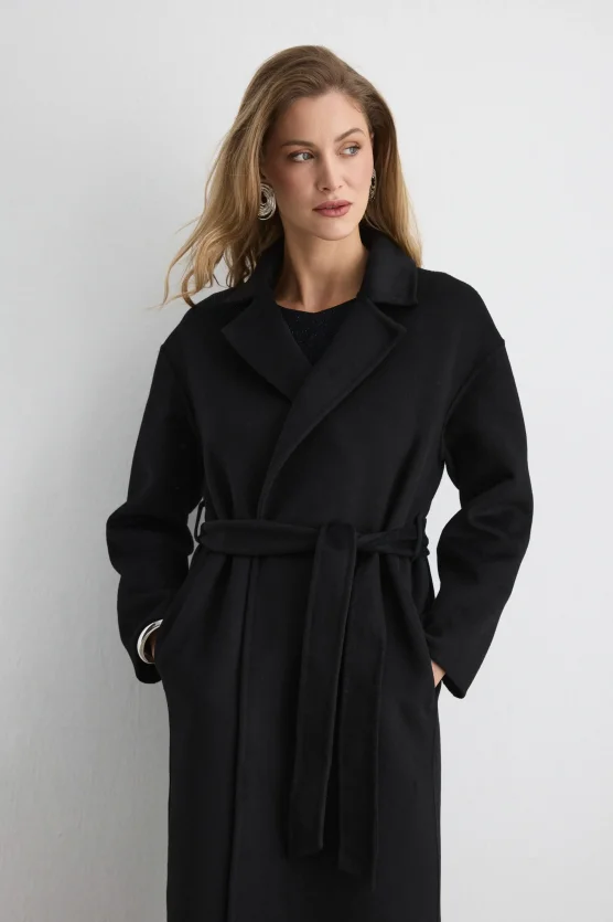 Unlined Classic Wool Coat Black - 2