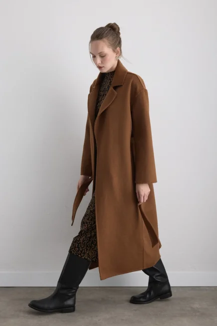 Unlined Classic Wool Coat - Brown