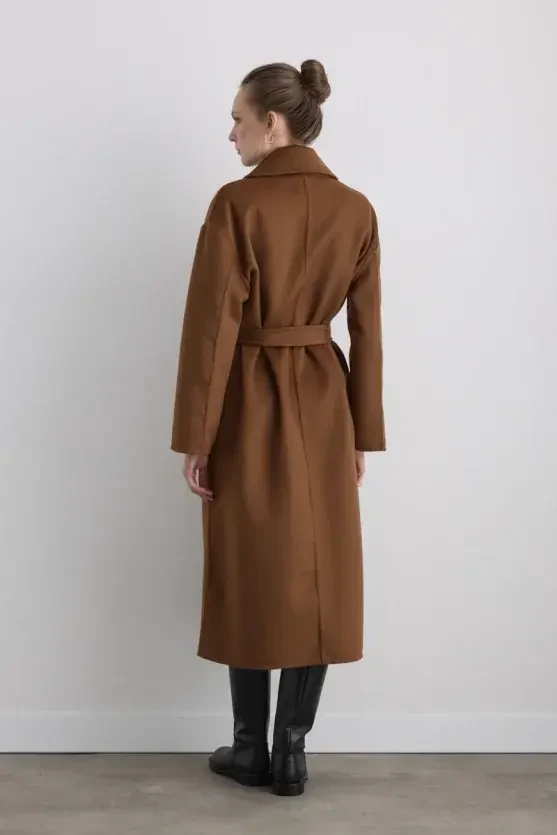 Unlined Classic Wool Coat - Brown - 10