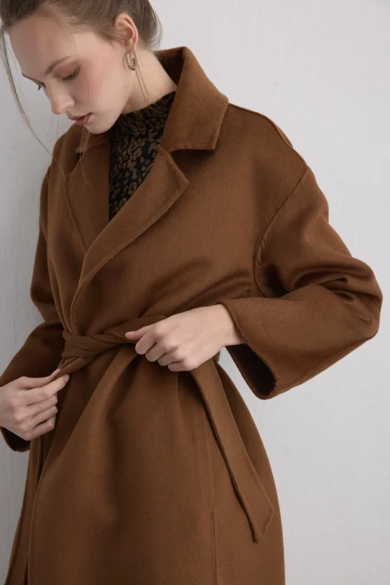 Unlined Classic Wool Coat - Brown - Gusto