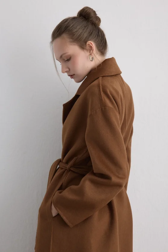 Unlined Classic Wool Coat Brown - 9