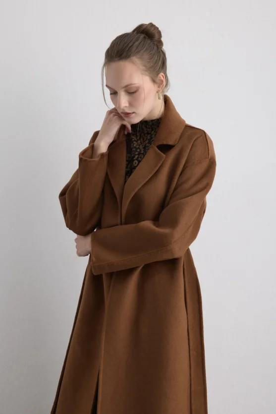 Unlined Classic Wool Coat Brown - 5