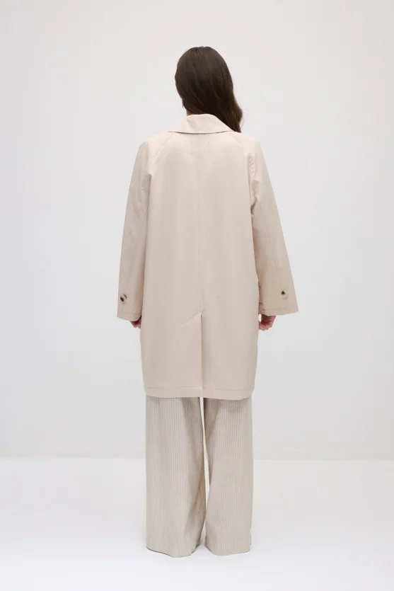 Unlined Cotton Trench Coat - Beige - 6