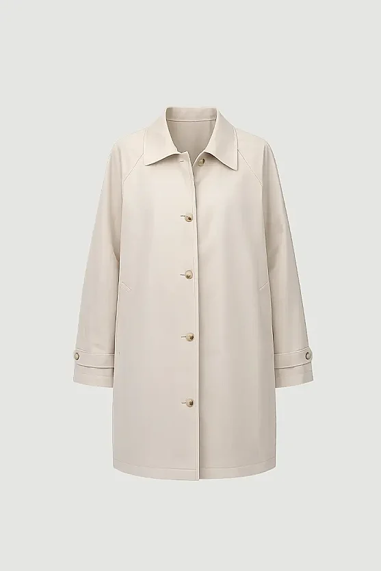 Unlined Cotton Trench Coat - Beige - 7