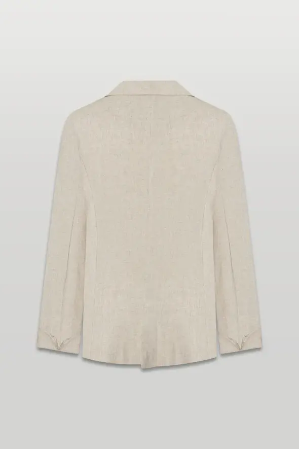 Unlined Linen Jacket - Beige - 6