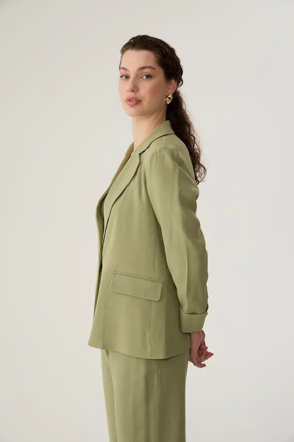 Unlined Linen Jacket - Mint - 3