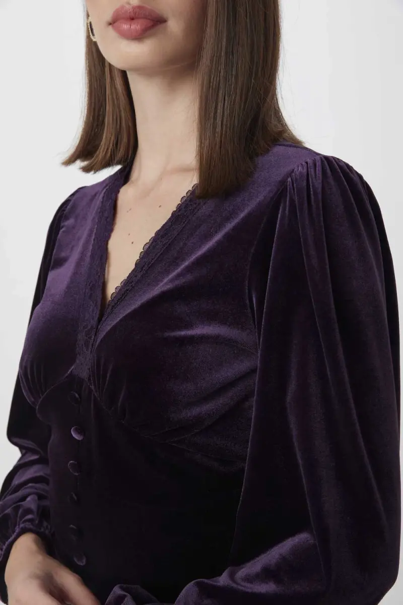 Plum Velvet Deep Neck Blouse – kreationbykj