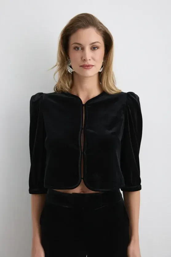 Velvet Bolero Jacket - Black - Gusto
