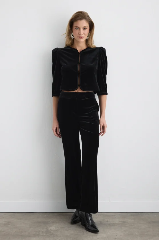 Velvet Bolero Jacket Black - 2