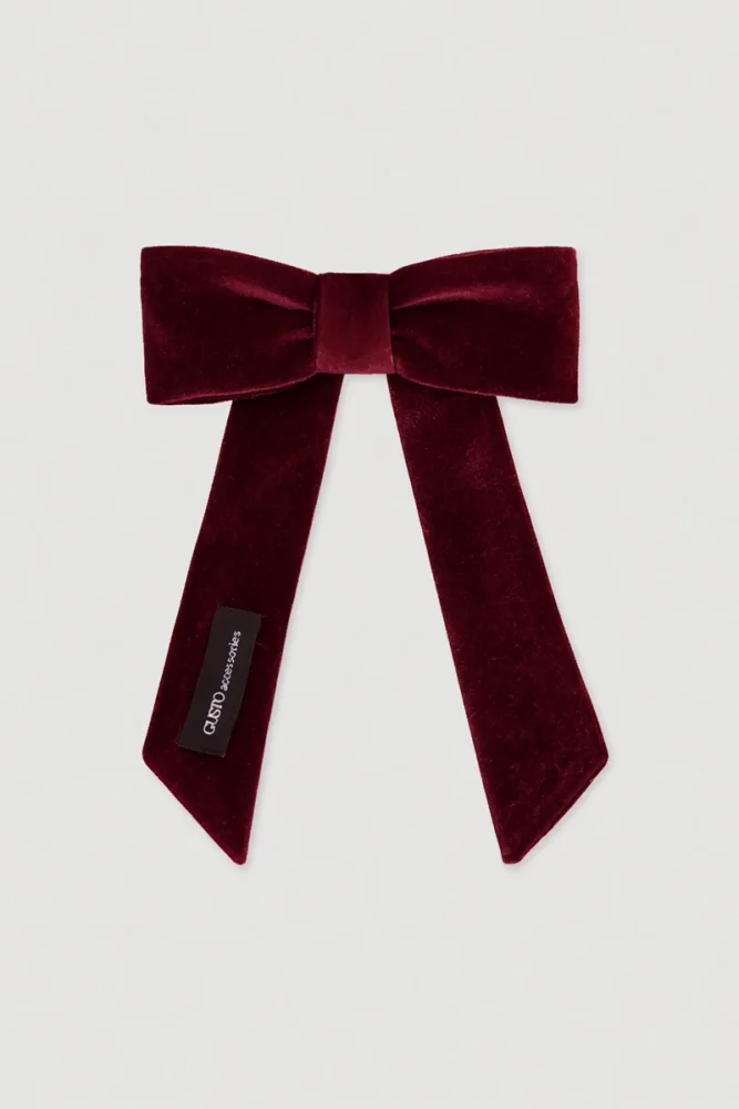 Velvet Bow Clip Burgundy Burgundy