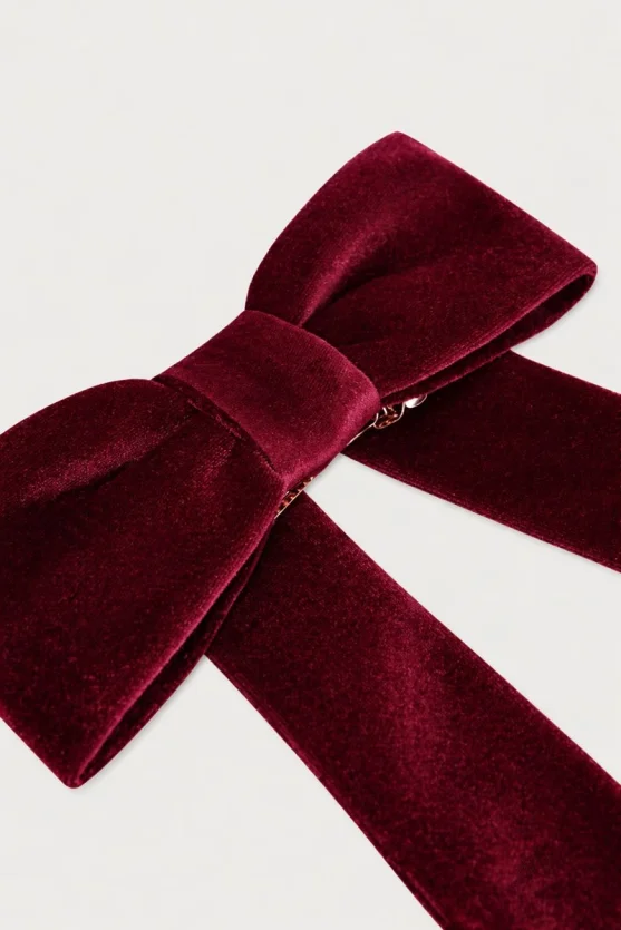 Velvet Bow Clip Burgundy - Gusto