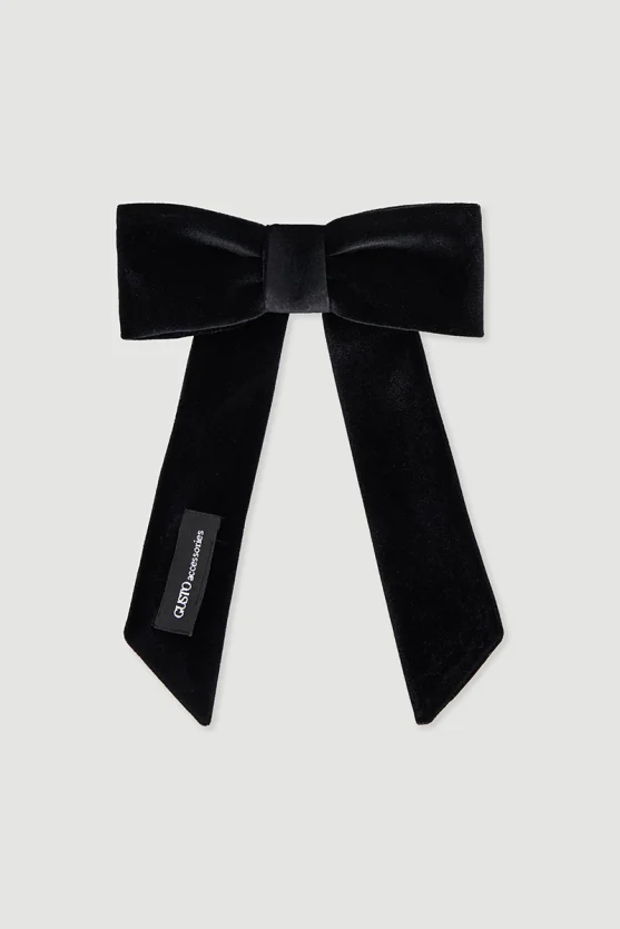 Velvet Bow Hair Clip - Black - Gusto