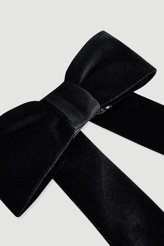 Velvet Bow Hair Clip Black - 2