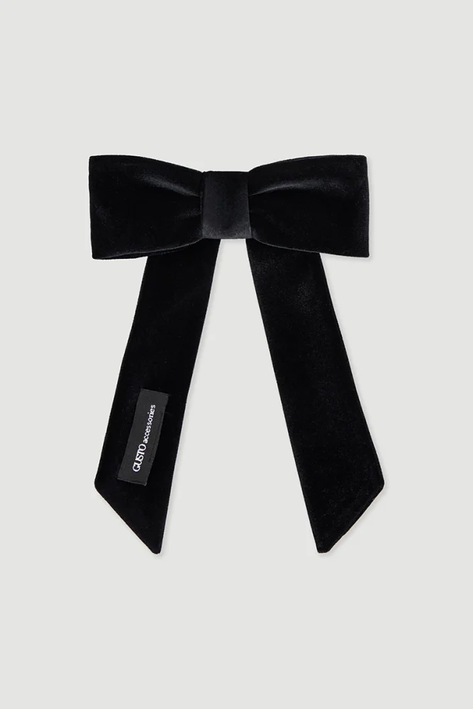 Velvet Bow Hair Clip Black