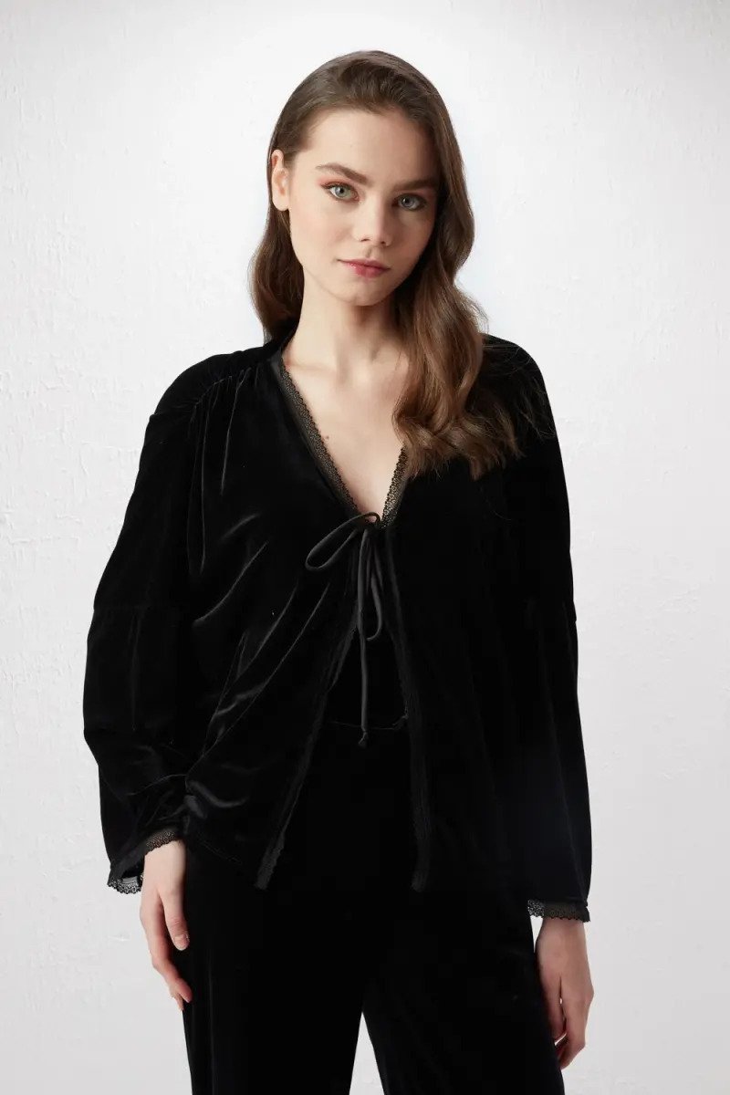 Black 2025 velvet cardigan