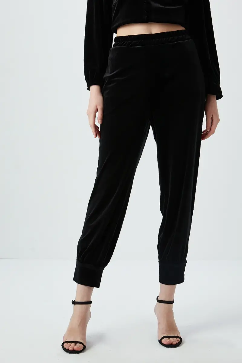 Fashion (Black Velvet)Autumn Floor Length Sports Pants For Women