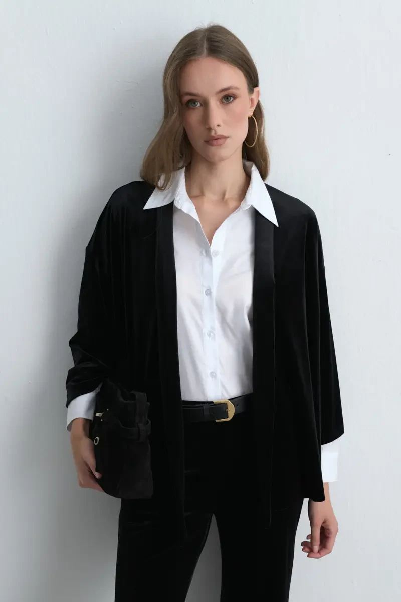 Velvet Kimono - Black - Gusto