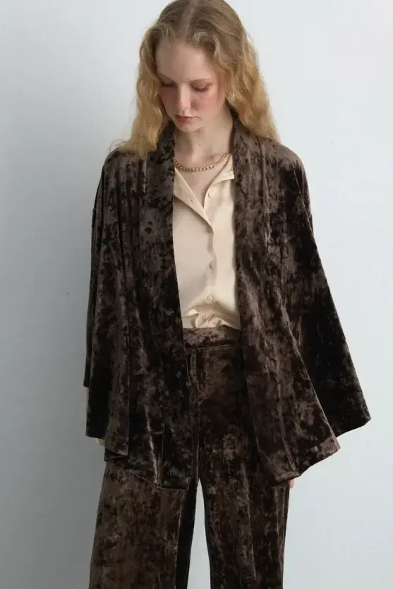 Velvet Kimono - Khaki - Gusto