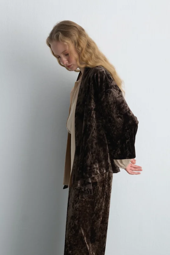 Velvet Kimono Khaki - 5