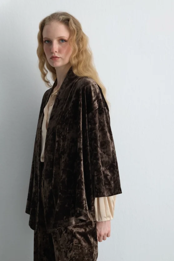 Velvet Kimono Khaki - 2