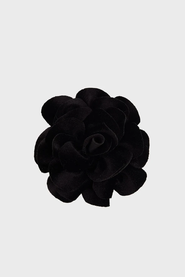 Velvet Rose Brooch - Black - 1