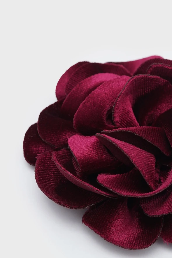 Velvet Rose Brooch - Burgundy - 2