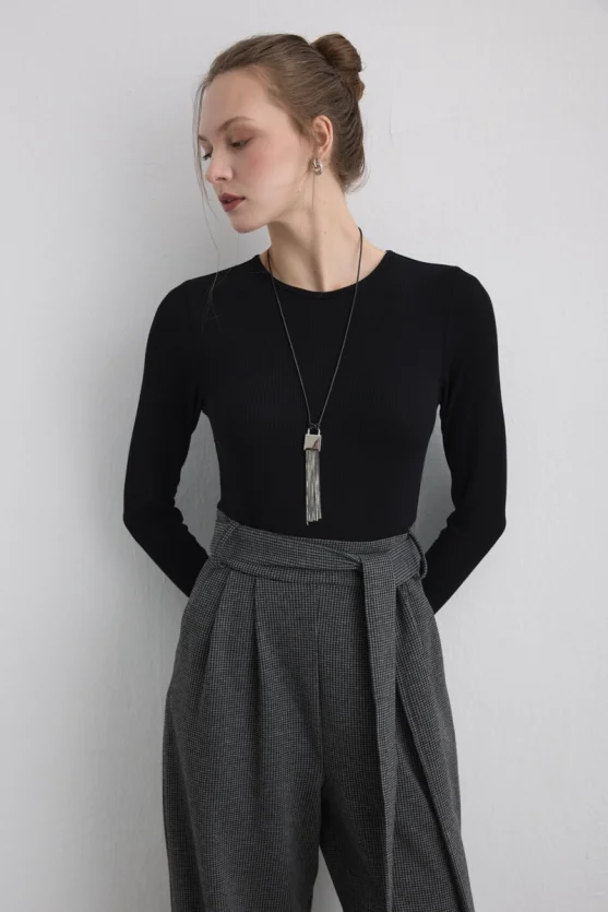 Viscose Jumpsuit with Belted Waist Black - Gusto