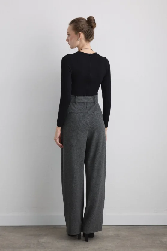 Viscose Jumpsuit with Belted Waist Black - 5