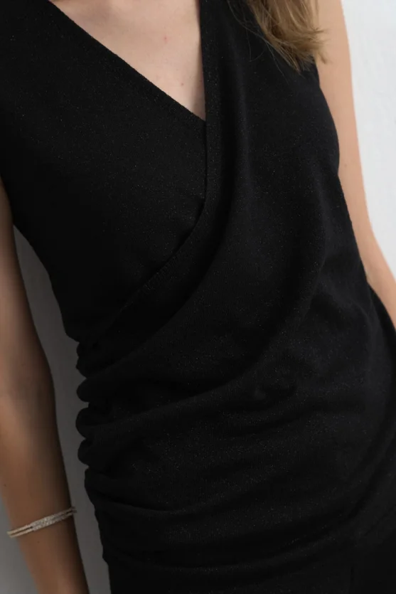 Viscose Knit Shimmer Blouse - Black - 4