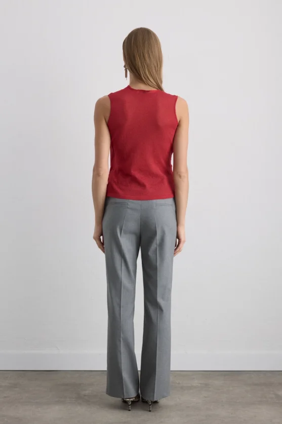 Viscose Knit Sparkly Blouse Red - 4