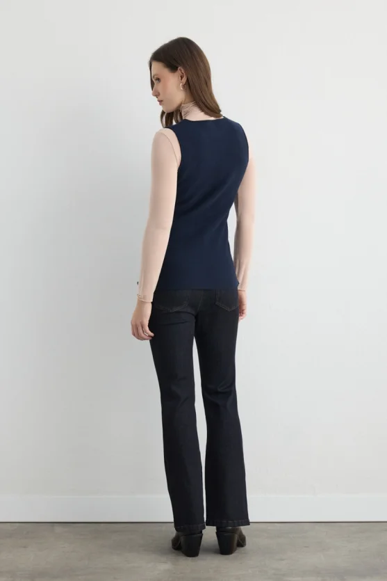 Viscose Knit Vest Navy Blue - Gusto