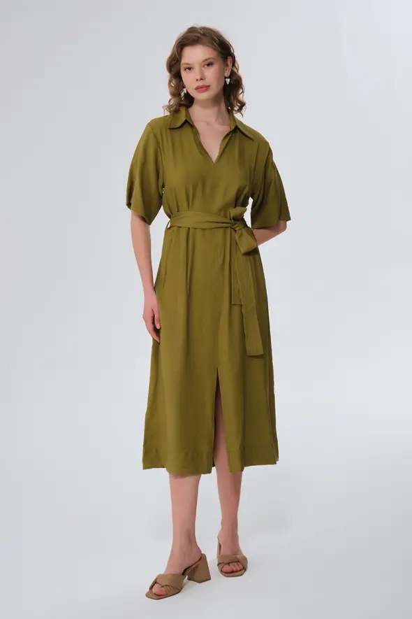 Viscose Long Dress - Green - 2