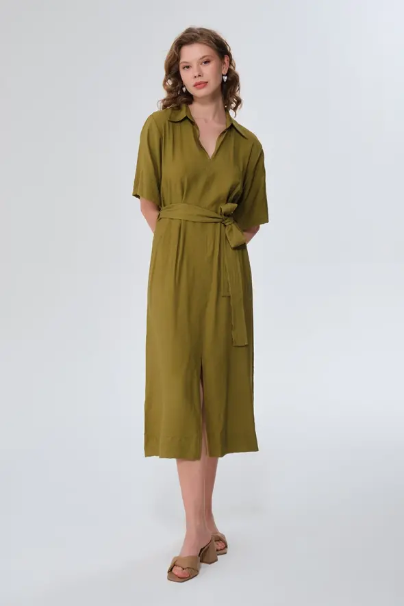 Viscose Long Dress - Green - 3