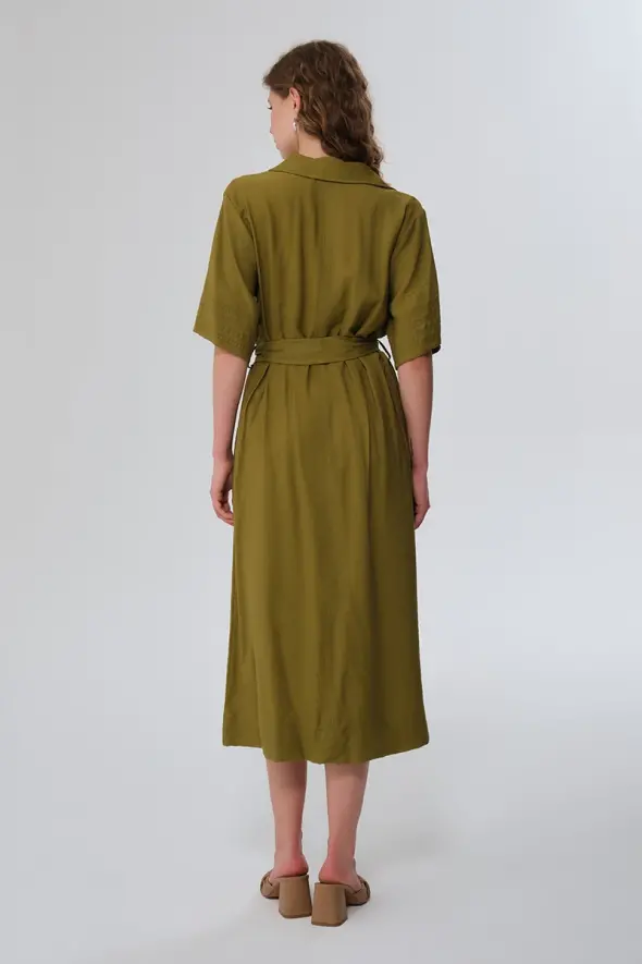 Viscose Long Dress - Green - 6