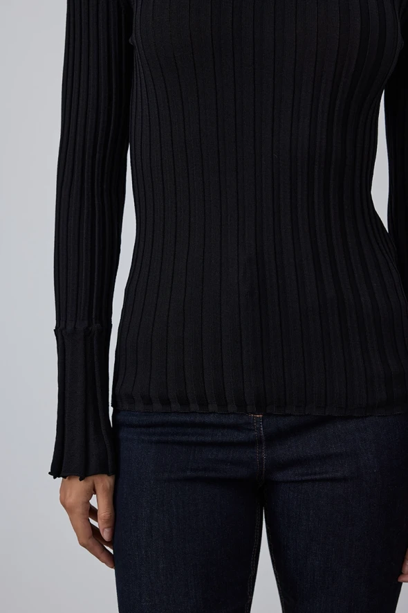 Viscose Rib Knitwear - Black - 5