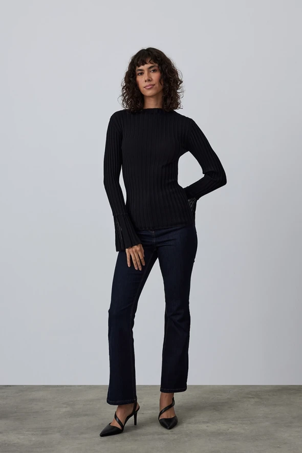 Viscose Rib Knitwear - Black - 2