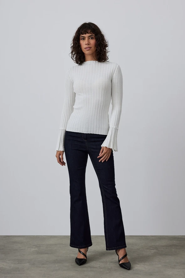 Viscose Rib Knitwear - Ecru - 3