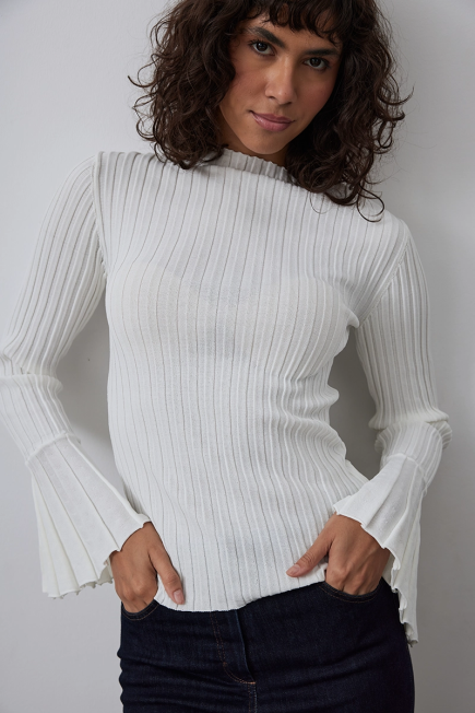 Viscose Rib Knitwear - Ecru Ecru