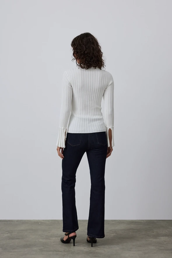 Viscose Rib Knitwear - Ecru - 4