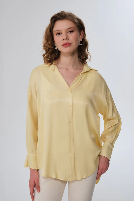 Viscose Satin Shirt - Yellow Yellow