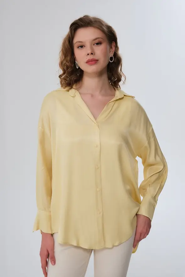 Viscose Satin Shirt - Yellow - 1