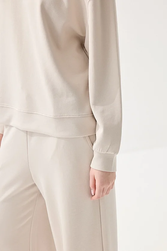 Viscose Wide Leg Sweatpants - Beige - Gusto